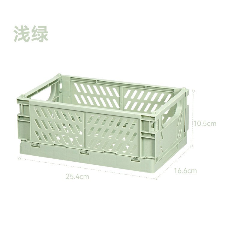 Cesta de almacenamiento plegable de escritorio Ins, caja de almacenamiento apilable de plástico para artículos diversos, juguete, aperitivos, organizador de escritorio Kawaii para estudiantes: Naranja