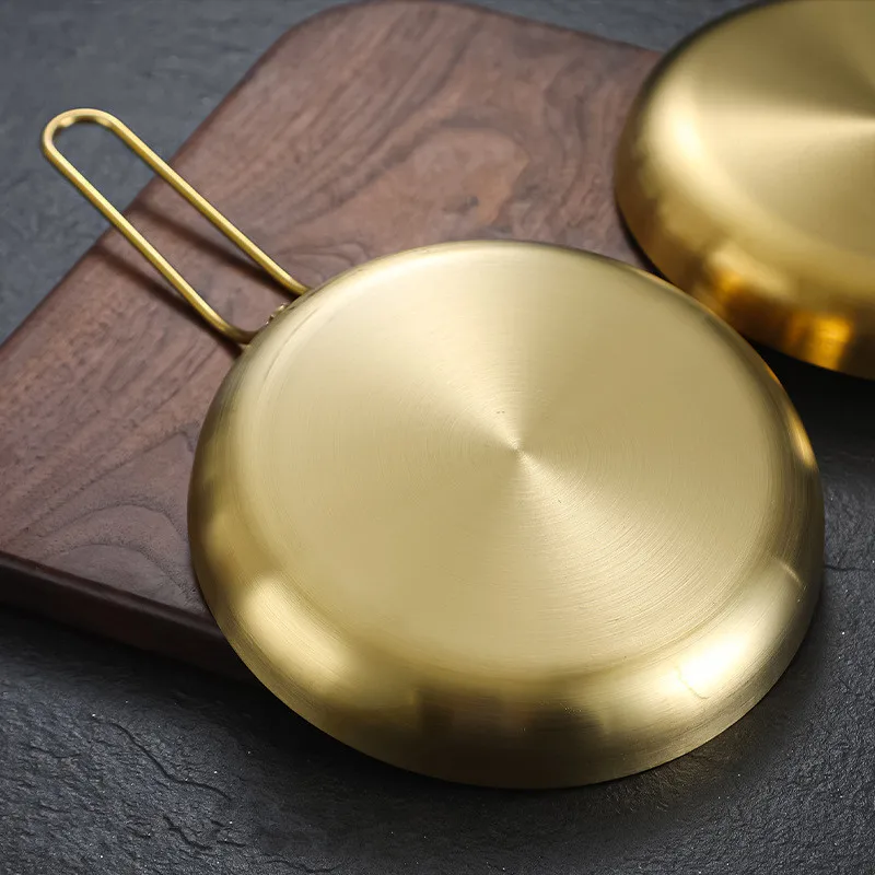 Durable Stainless Steel Golden Sliver Frying Pan Steak Skillet Roasting Cooking Pots Kitchenware Kitchen Cookware Accessories