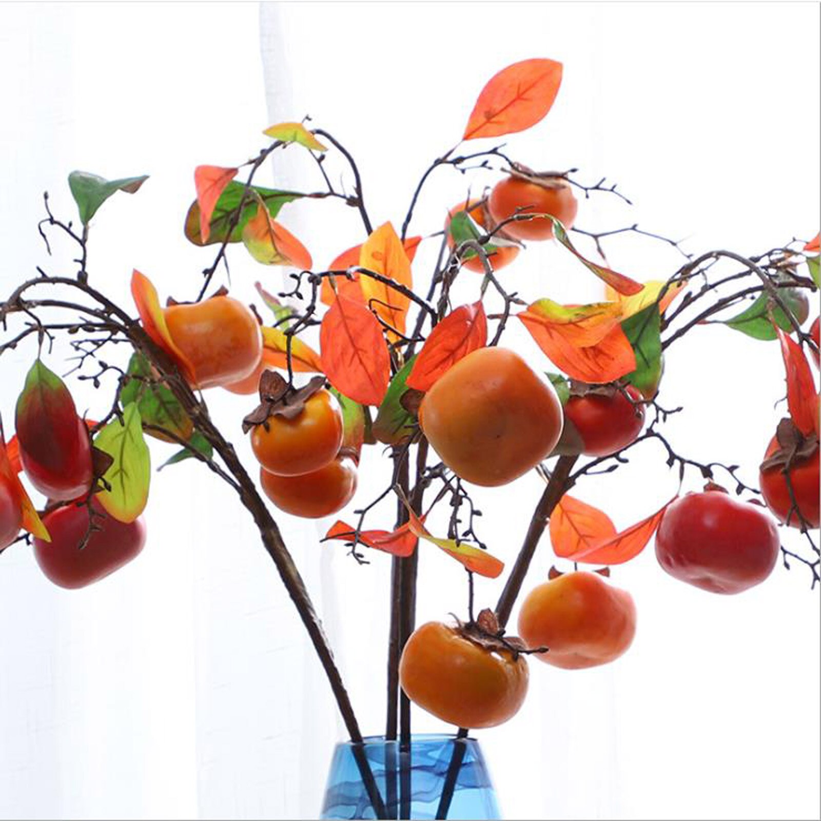 Berry Persimmon Branch Simulation Fruit Seed Artificial Flowers for Table Living Room Home Decor Wedding Decoration Indoor