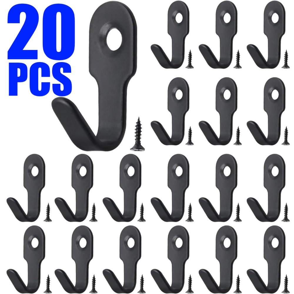 Juego de 20/1 Mini gancho en forma de J con tornillo, artículos de acero inoxidable, estante para llaves, ganchos de perforación de pared, accesorios de cocina, accesorios de baño