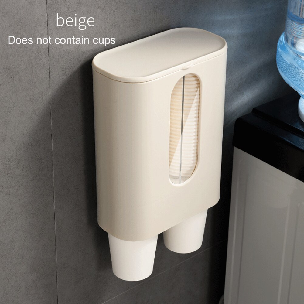 Paper Cup Storage Stand Water Cup Coffee Cup Dispenser Container Self-Adhesive Disposable Cup Pull Type Dispenser For Home Hotel: beige