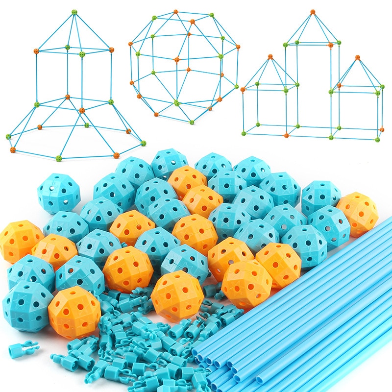 Fai da te assemblare costruzione Fort Stem Building Kids Play Bead inserimento tenda perline casa castello tunnel Fort Building Kit