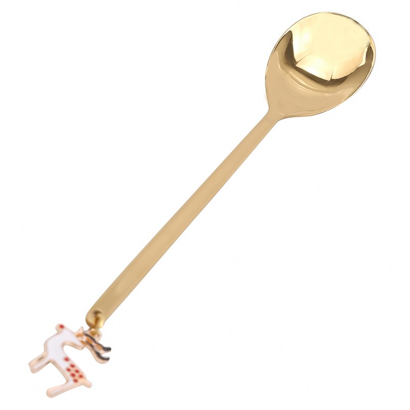 Multifunctional Coffee Spoons Christmas Dessert Stainless Steel Ice Cream Sugar Coffee Scoops Kitchen Tableware Year: Golden Elk