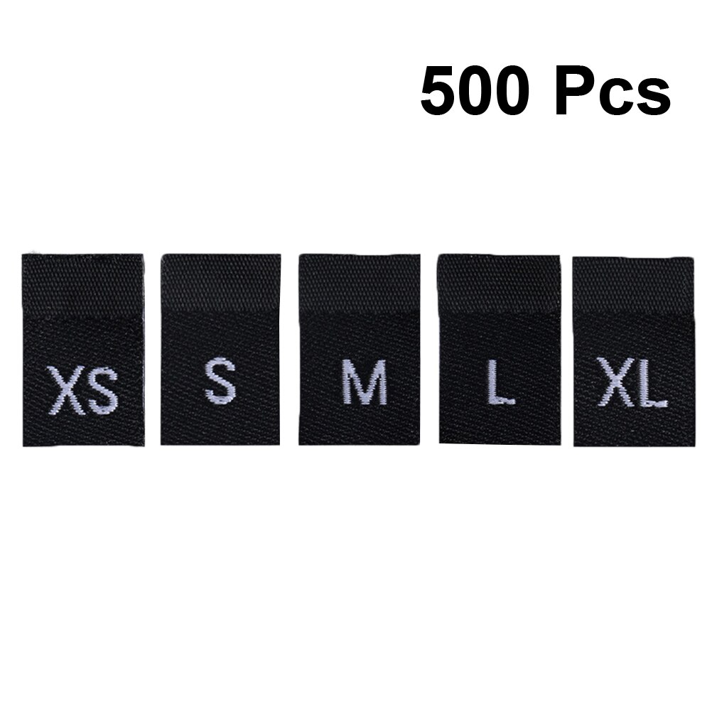 500 Stuks Kleding Size Labels Gevouwen Doek Labels Algemene Geweven Size Mark Praktische Kleding Maat Etiketten Voor Winkel Thuisgebruik wit: BlackSize 1