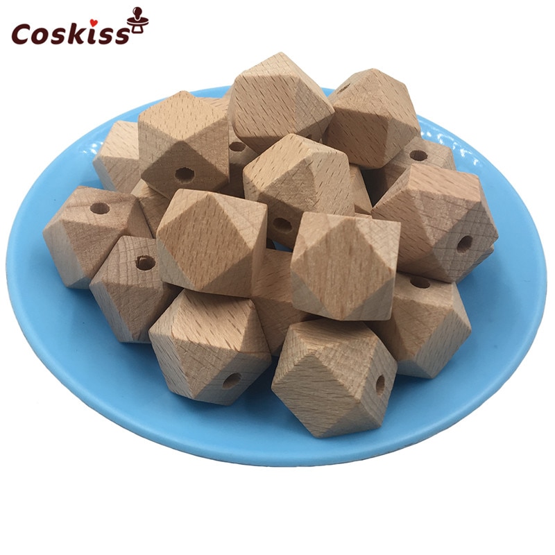 50 Stks/Pak Natuurlijke Geometrische Houten Kralen Facet Ongeverfd Veelvlak Houten Kralen 20 Mm DIY Houten Spacer Kralen Met 4mm Gat Voor Colli Armband