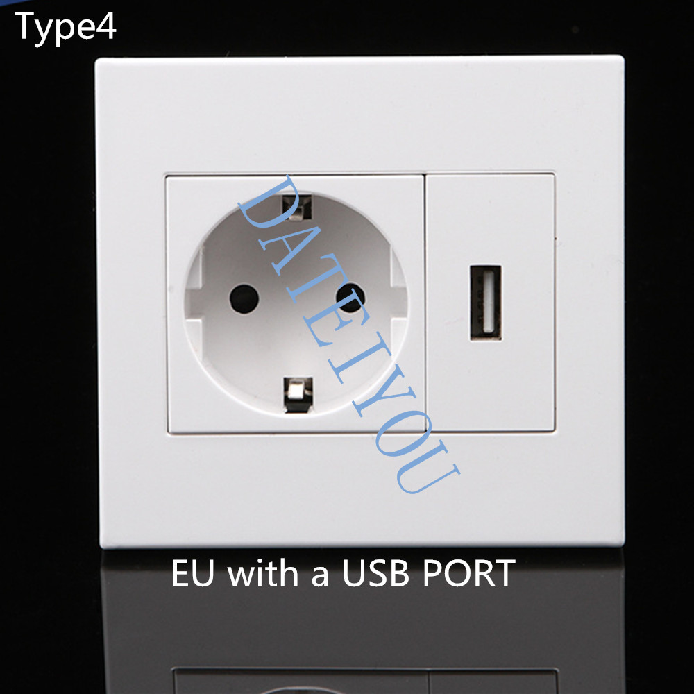 Wall Switch Socket EU German/French Standard Push Button Switch/computer interface/USB With Socket Panel Wall Light Switch 16A