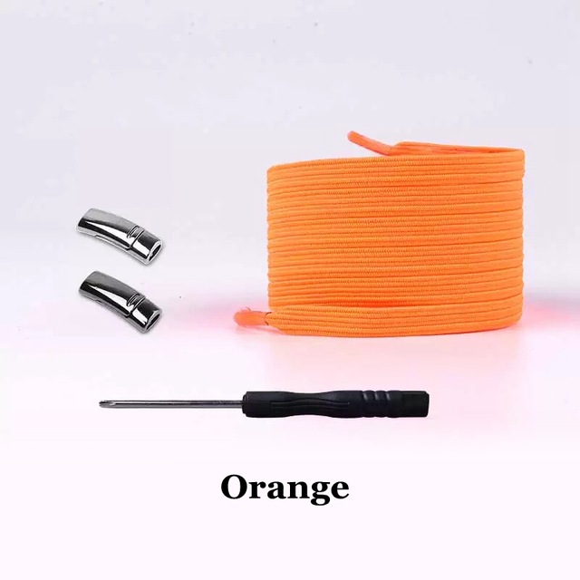 Cordones magnéticos de Metal para zapatillas Unisex, cordones elásticos de bloqueo para zapatos de adultos y niños, 2 uds.: 1 pair orange