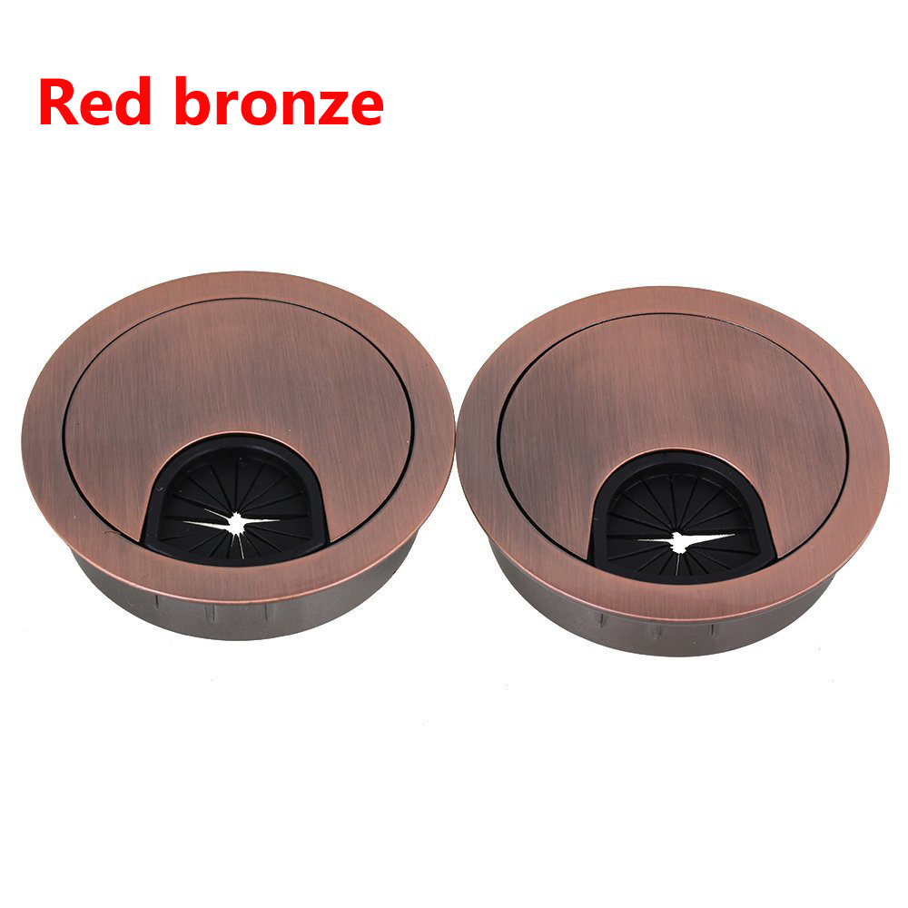 2 Stuk Zinklegering Ronde Tafel Hole Cover Wire Outlet Poort Computer Pc Bureau Kabeldoorvoer 50/53/60/80 Mm Line Houder: Red bronze / 53mm