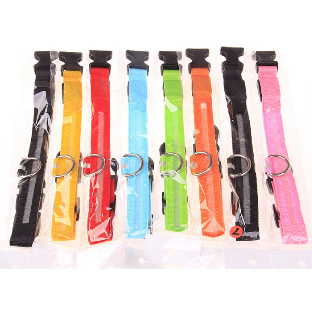 Nylon LED Dog Collar Light Night Safety LED Flashing Glow Pet Supplies Pet Cat Collars Dog Accessories for Small Dogs Collar LED