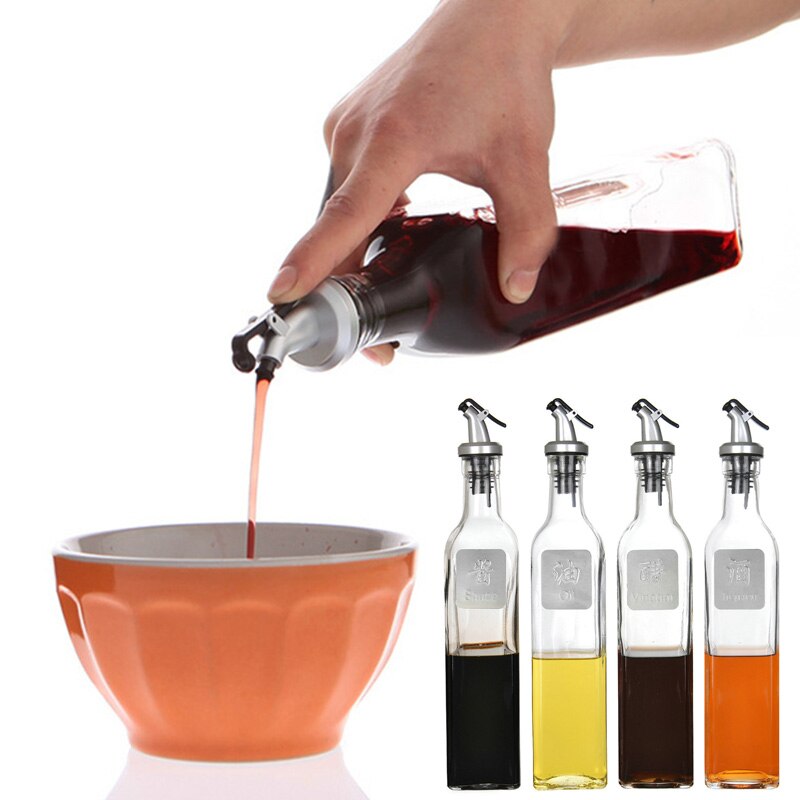 Soledi 500ml glass olje sprøyte bar produkt flytende beholder oljeflaske matlaging vin eddik oppbevaringsflasker kjøkkenutstyr