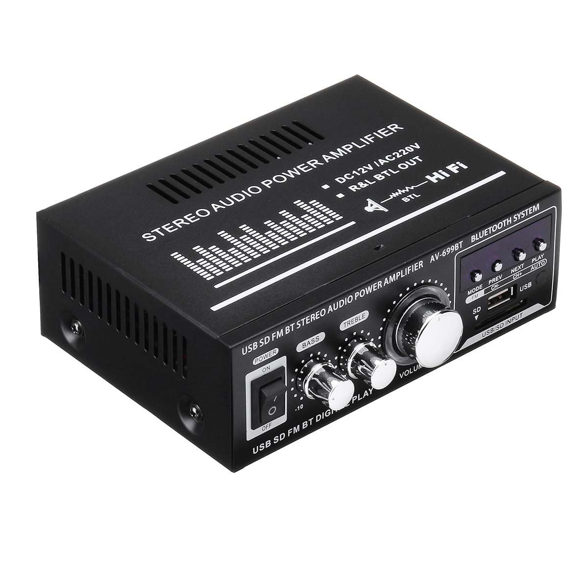 12V/220V 400W 2 CH bluetooth Car HiFi Stereo Amplifier USB SD FM Radio Power Stereo Car Amplifier Audio Home Amplifier