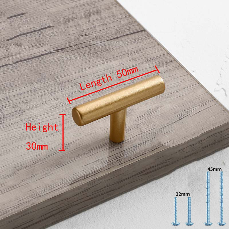 Simple Style Matte Gold Cabinet Handles Solid Aluminum Alloy Kitchen Cupboard Pulls Drawer Knobs Furniture Handle Hardware