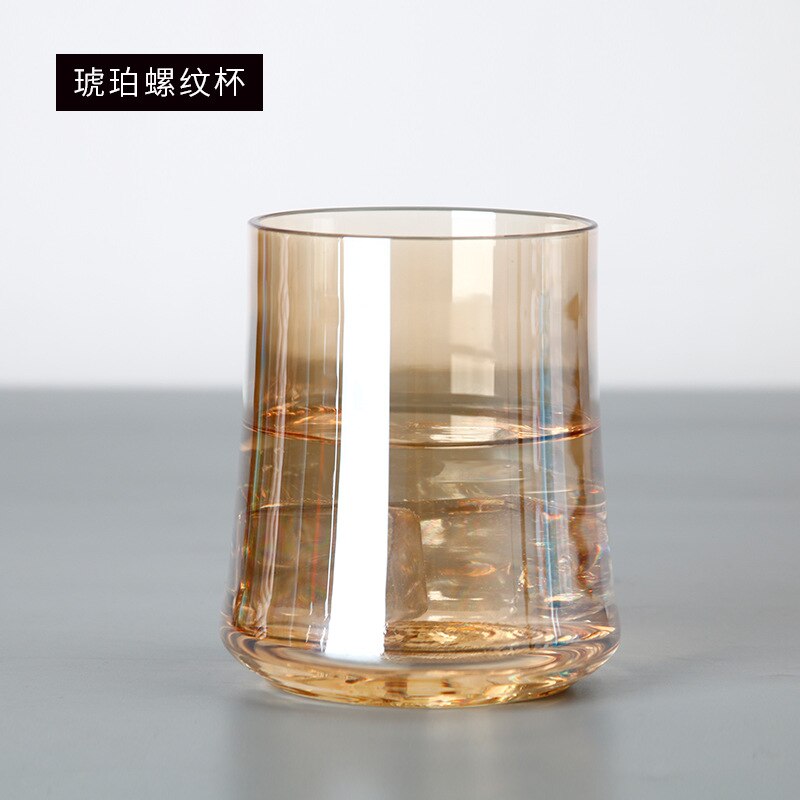 Taza de agua de vidrio Simple para el hogar, vaso de té de Vidrio colorido , bebida fría de jugo, whisky, juego de vino de cerveza: amber