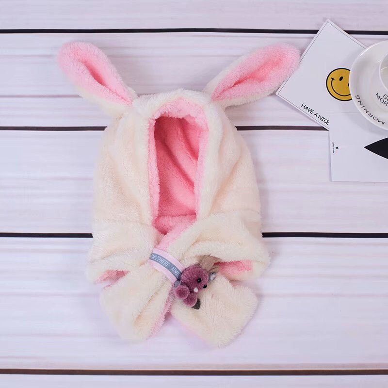 Unisex niños conejito de dibujos animados sombreros y bufanda gorro de bebé conjunto niña niño conjunto de gorro y bufanda niño invierno sombrero de orejeras bufanda traje cálido