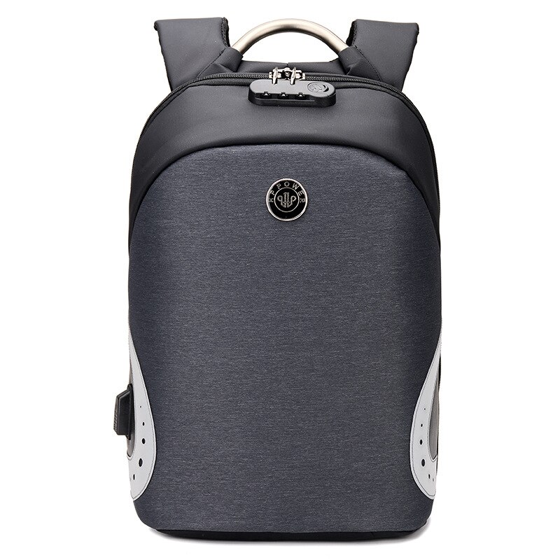 Ingen nyckel stöldskydd män ryggsäckar självlysande 15.6 tums usb laddning laptop manlig mochila college skolryggsäck: Grå 2