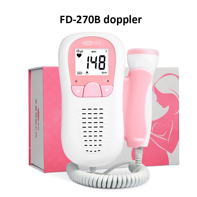 Cofoe doppler føtal pulsmåler ultralyd baby hjemme gravid lyd hjerteslag detektor til baby sundhedsmonitor 2.0 mhz: Fd -270b