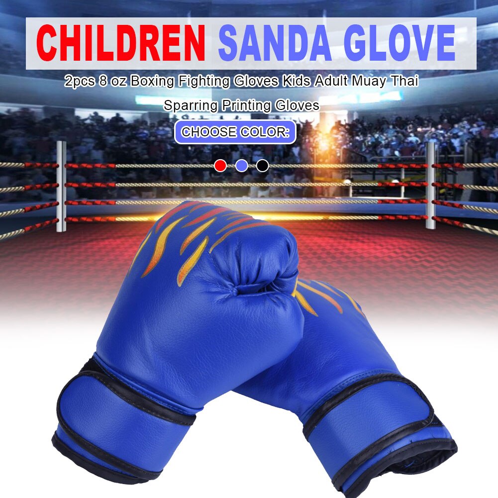 1 Pair Kids Children Boxing Gloves Flame Mesh Breathable PU Leather Flame Gloves Sanda Boxing Training Glove