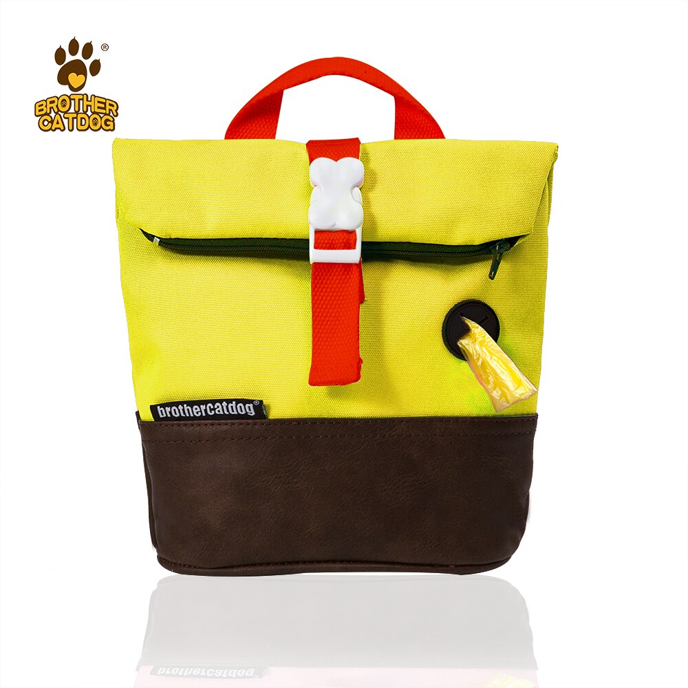 Outdoor Medium Small Dog Backpack Harness Carrier School Bag With Poop Bag For French Bulldog Terrier Bichon Carrying With Leash: Yellow / S Chest 25-40cm