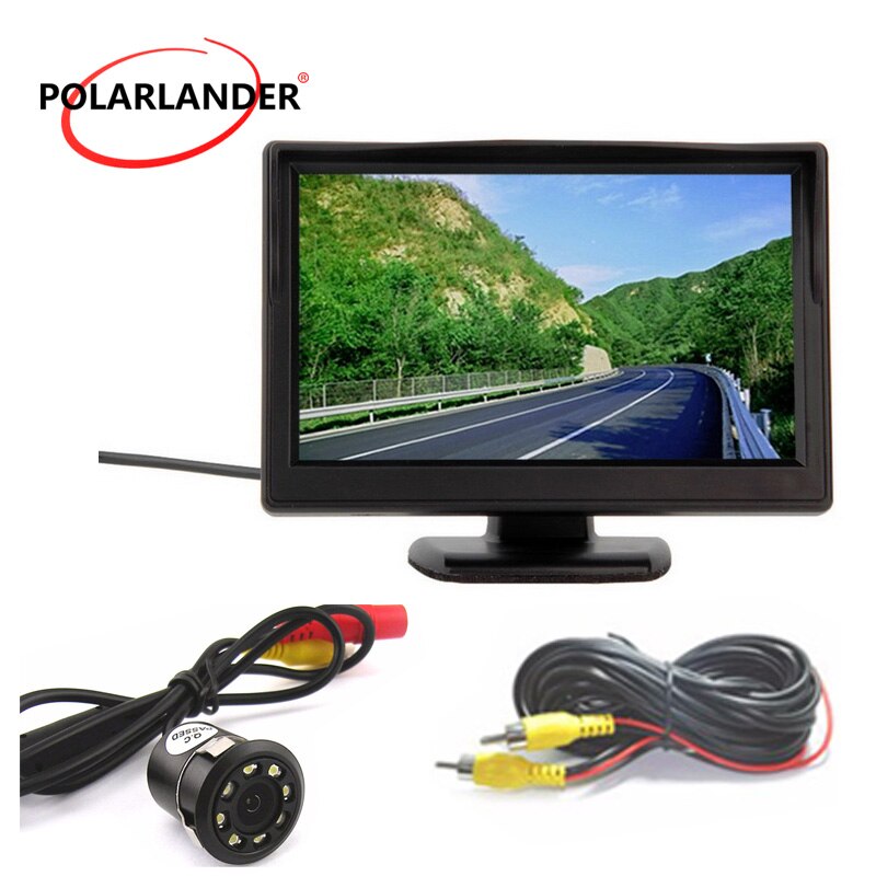 Reversing Camera Bus/Car With Lamp 5 Inch TFT Screen HD Desktop Parking Monitor Plug-In Rear Cam 18.5mm LED Night Vision 12-24V