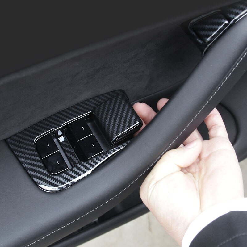 Bouton de commutateur de fenêtre de voiture boutons décoratifs cadre couverture garniture autocollant fenêtre interrupteur couverture pour Tesla modèle 3