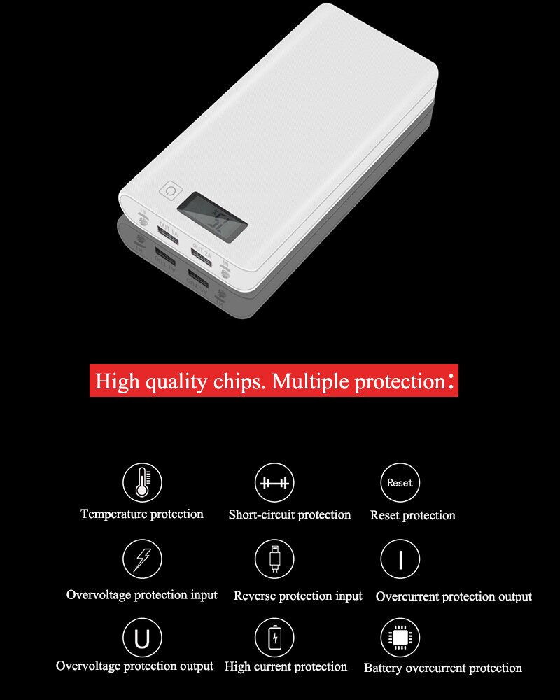 8x18650 Flashlight Battery Charger Box Power Bank Holder DIY Shell Case Dual USB 18650 Battery Shell Storage Organize
