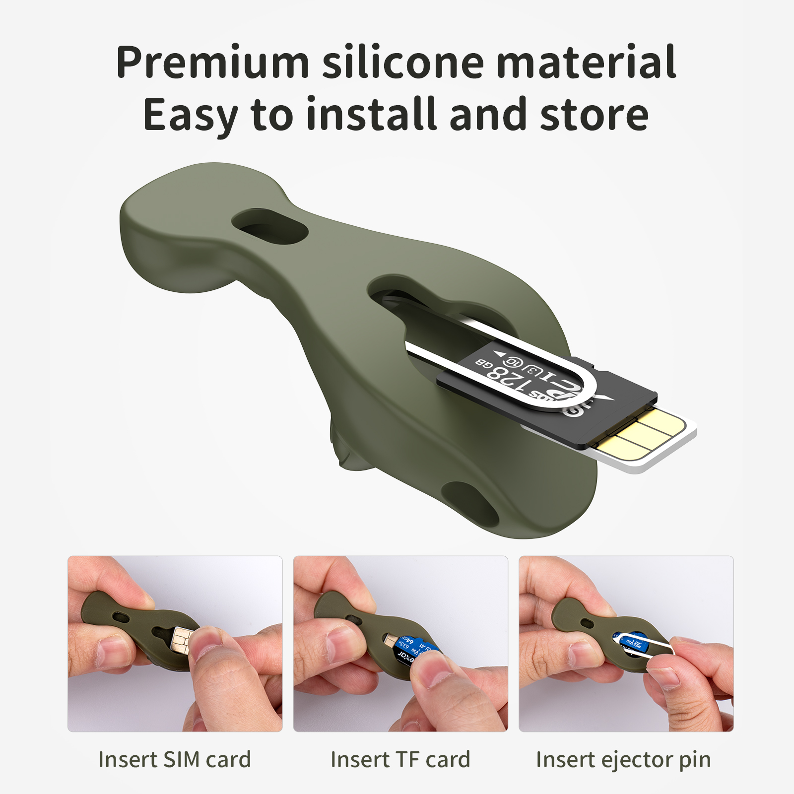 15PCS SIM-kaart verwijderen Naald Pin & Anti-verloren Lade Charme Sleutelhanger Split Ringen Telefoon SIM TF-kaart Opbergdoos Ejecter Tool Naald