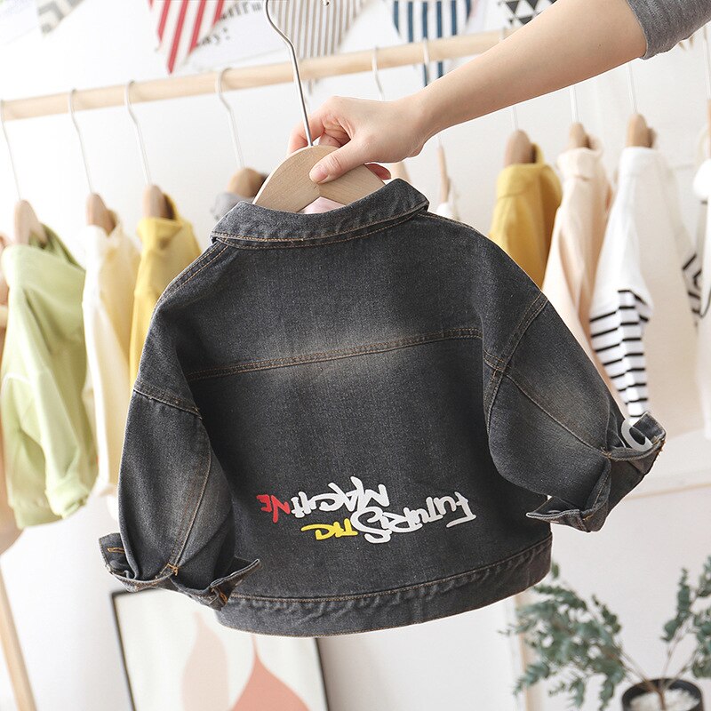 Baby boy clothes autumn boy denim jacket coat children's clothing cartoon print soft coat boy girl clothes