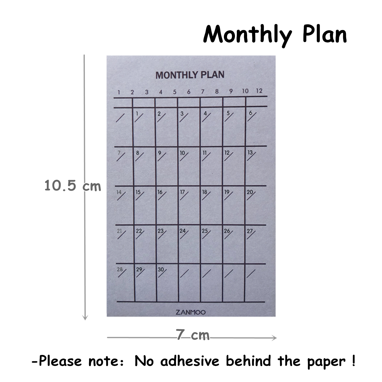 Bloc-notes avec calendrier quotidien, 50 feuilles, carnet de notes avec listes de choses à faire, notes, Plan horaire, avec retard, papeterie: Monthly Plan
