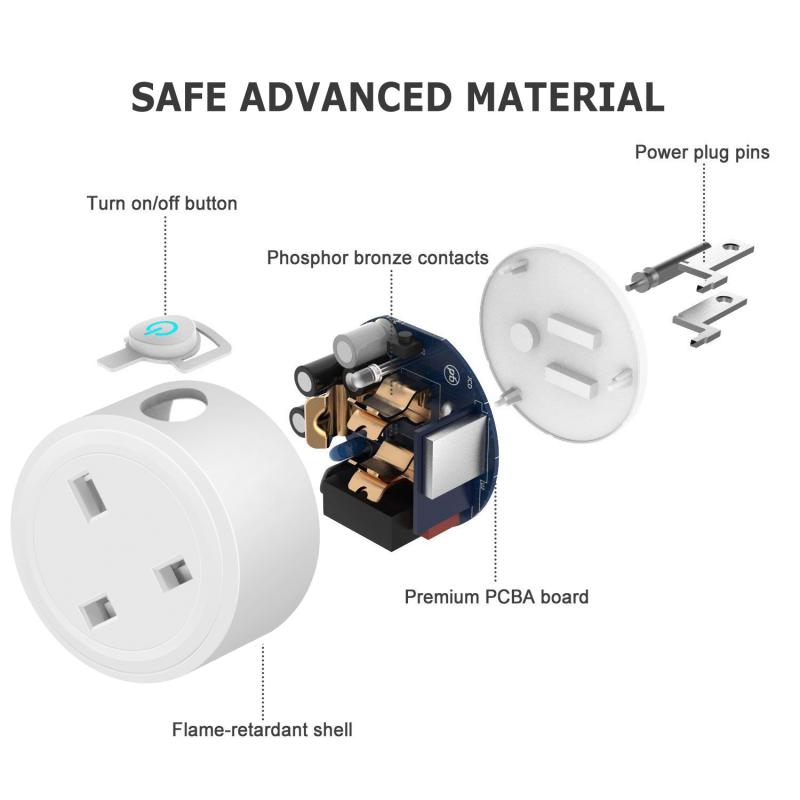 Portable Voice Control Smart Socket 16A UK Plug Wireless Timing Outlet Socket Power Switch With Alexa Google Home Smart Life APP