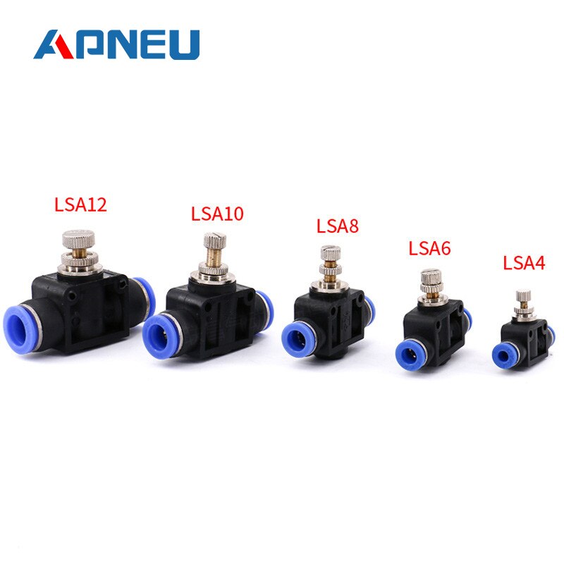 Pneumatik Luft Drossel Ventil Geschwindigkeit Control Schnell Schlauch Rohr Wasser Fitting Anschluss Pneumatische Fittings Einstellen 4mm 6mm 8mm 10mm
