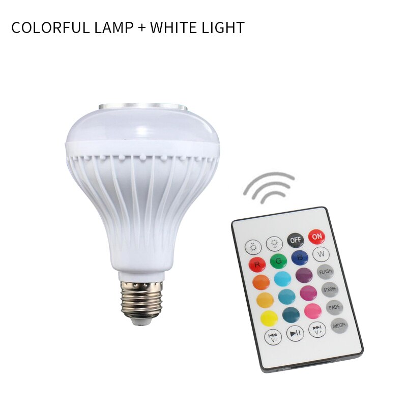 Bluetooth-lamp met luidspreker, slimme led rgb-kleurenlamp,  e27 met afstandsbediening, veelkleurige lampen  e27: Plus witte kleur