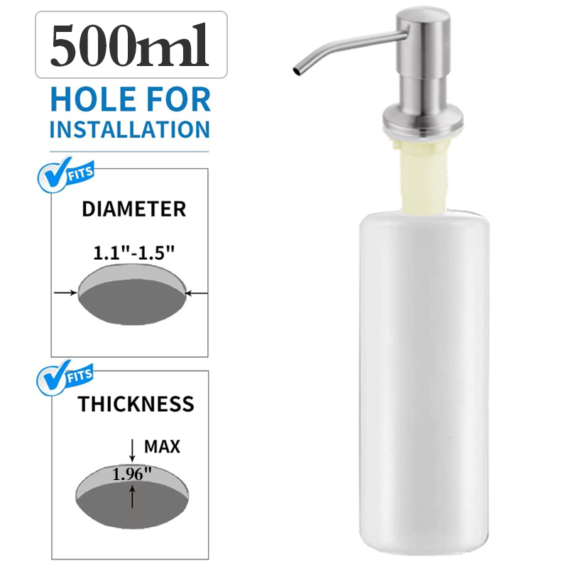 500 ml Küche Spülmittel Spülbecken Seife Pumpspender Edelstahl Eingebautes Waschmittel Geschirrspülmittel Behälter: Braun