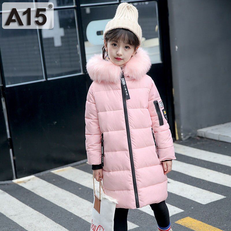 Flickor vinterkappa barn parkas vinterjackor päls huva barn snödräkter långa tjocka varma dun ytterkläder tonåring 6 8 10 år: K6 a 121 rosa / 8