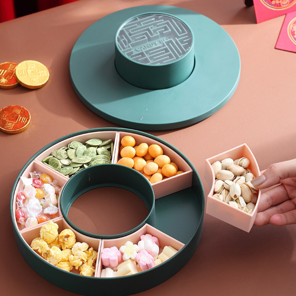 1pc Home Candy Box Compartments Dried Fruit Candy Box Food Storage Plate