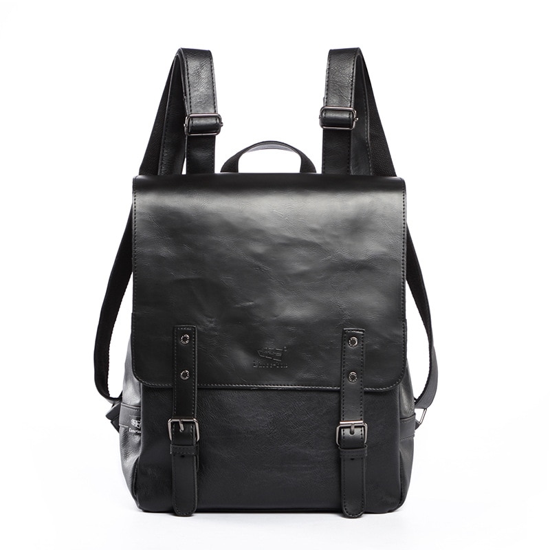 Tre-eske merkevare lær menn bag casual menn skole ryggsekk laptop daypacks college vintage reiser ryggsekker mannlig mochila
