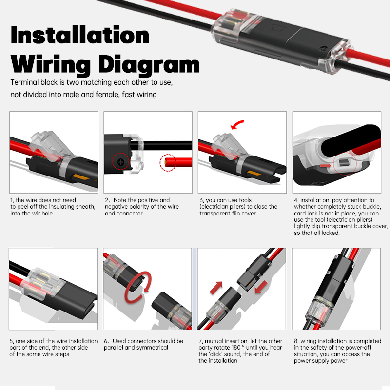 1-50pcs Double-Wire Plug-in Connector 2 Pin 2 Way Pluggable LED Wire Connector Universal Car Wire Cable Electrical Connector