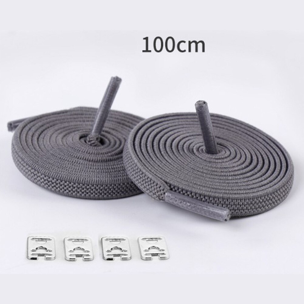 1 par 100cm uden binde elastiske snørebånd strækbare gummisnørebånd voksne børn hurtige og nemme sneakers elastiske snørebånd cordones: Mørkegrå