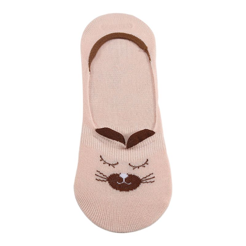 Calcetines de algodón antideslizantes con estampado Animal de gato, zorro, cerdo, chicas japonesas, calcetines invisibles con orejas 3D, boca superficial