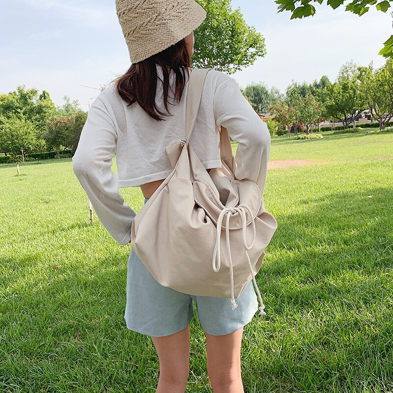 Casual Vrouwen Canvas Tas Grote Capaciteit Bakken Voor Vrouwelijke Schoudertas Leisure Hobos Handtas Grote Witte Voor Winkelen