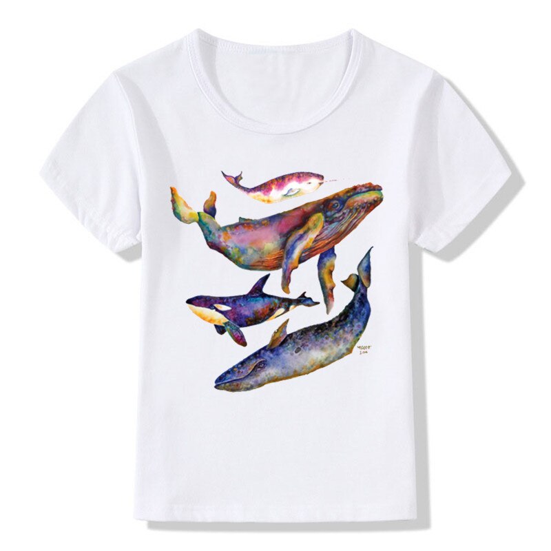 Kinderen coole print grappige walvis juiste walvis t-shirt voor kinderen jongen meisje baby korte mouw zomer casual top tee hkp 2304: Wita / 9t