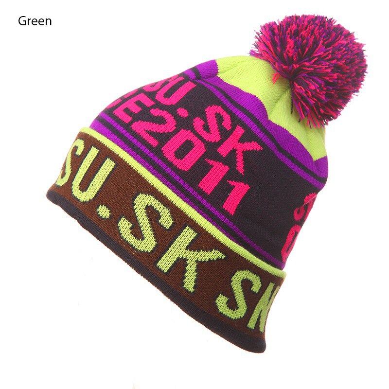 Vinterskøjteløb herre skihatte tykkere skihat strikket varm kasket hip hop hue til kvinder: Grøn