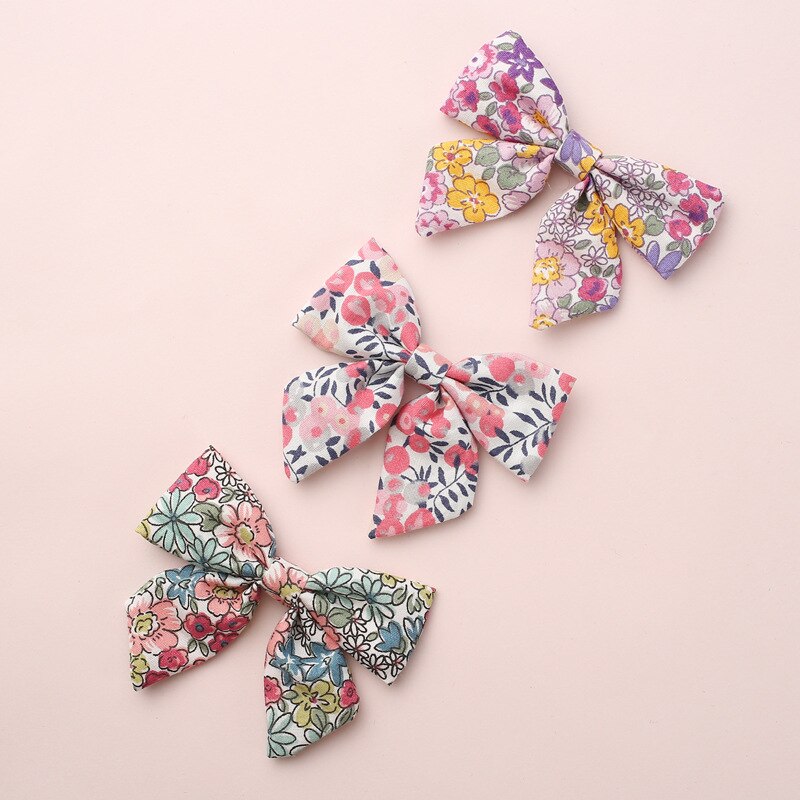 Pinzas para el pelo con estampado Floral para niña, pasador de pelo para niña, pasador de algodón Liberty, accesorios para el cabello de verano, 2 unids/set por juego