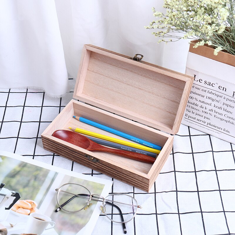 Retro Jewelry Box Desktop Natural Wood Clamshell Storage Hand Decoration Wooden Box Postcard Storage Box