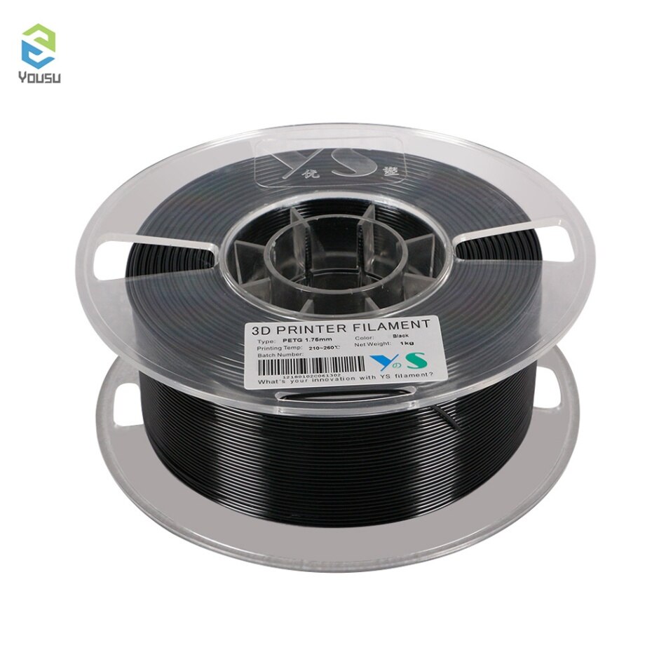 YouSu PLA/PETG Filament 1.75MM High Tenacity Dimensional Accuracy No Clogging Filaments Printing Consmables for 3D Printers: PETG-black