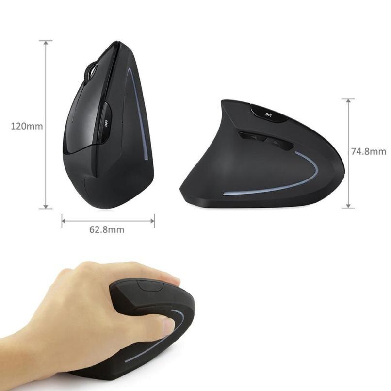 Souris Raton Vertical sans fil souris ergonomique main gauche optique 1600DPI jeu pour PC ordinateur portable souris 18Aug6
