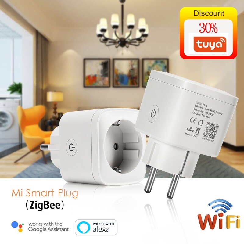 16A Smart Plug Socket EU Adaptor Wireless Power Socket Monitor Timing Function Smart Home APP Control With Alexa Google Home