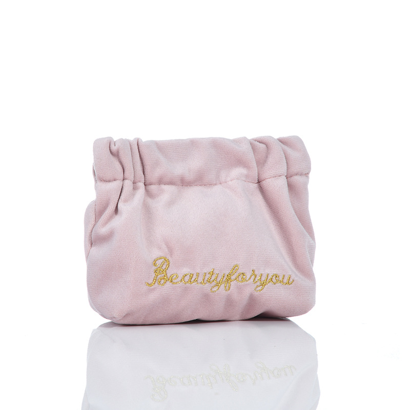 Vrouwelijke Portemonnee Fluwelen Brief Print Mini Coin Mini Lipstick Zak Vrouwelijke Effen Kleur Opbergtas: pink