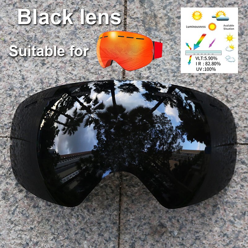 PHMAX-Lentes de repuesto para gafas de esquí normales, lentes de visión nocturna, amarillas, antivaho, Multicolor, solo aplicable a XJ-01: Black Lens