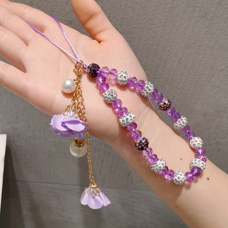 Mobile Phone Straps Mobile phone ornaments Mobile phone accessories Anti-lost lanyard Flowers Pendant: purple