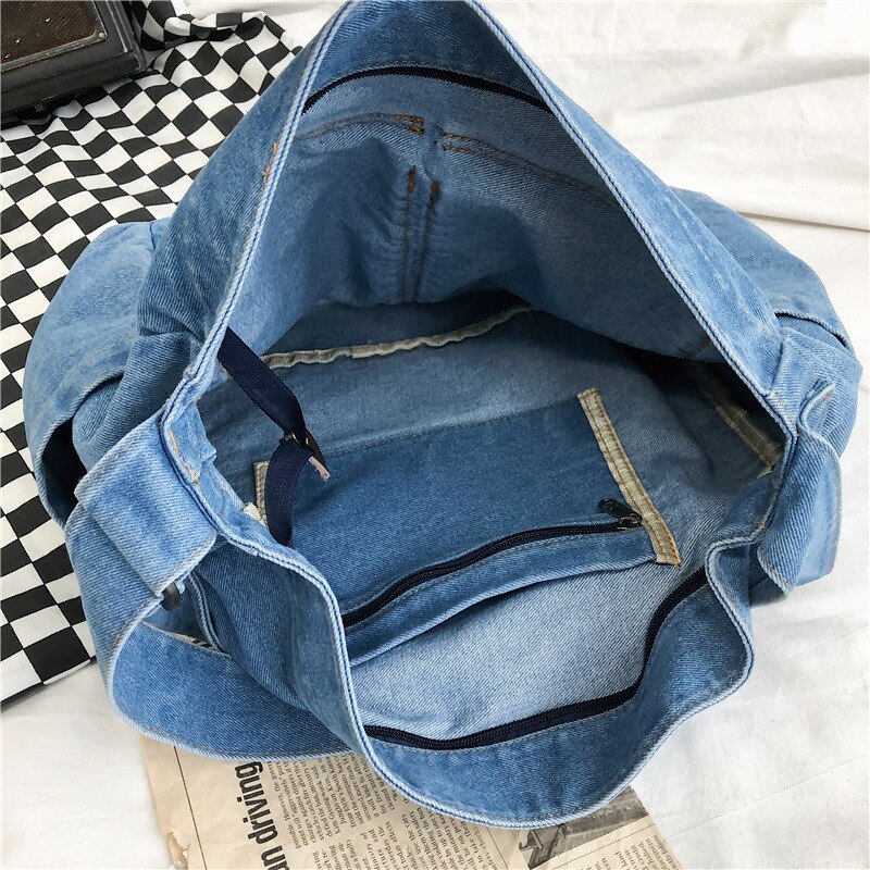 Sac à bandoulière en tissu jean pour adolescent, grande capacité, grande taille, poches spacieuses, sacoche de tous les jours